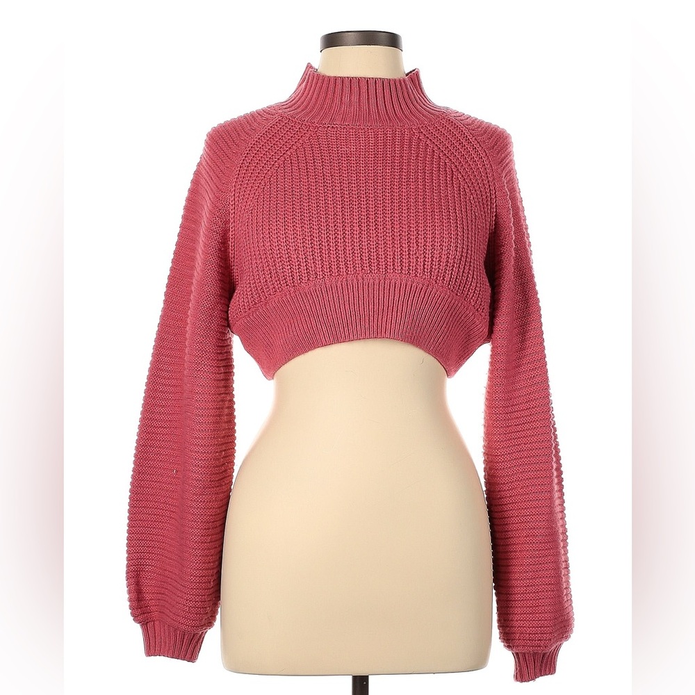 Cream Crop Mock Neck Sweater